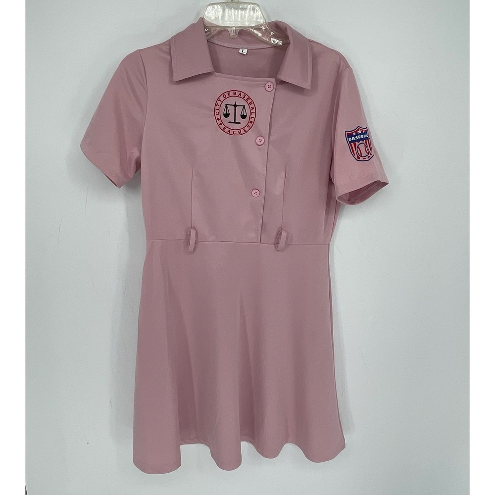Women's Pink A League of Their Own Rockford Peaches Cosplay Costume Dress Size L
